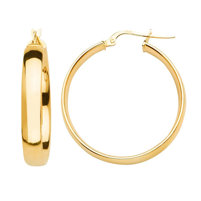 14k Yellow Gold 5mm Basic Hollow Hoop Earrings (27 x 27 mm)