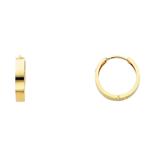 14k Yellow Gold 3mm Thickness Hoop Huggie Earrings