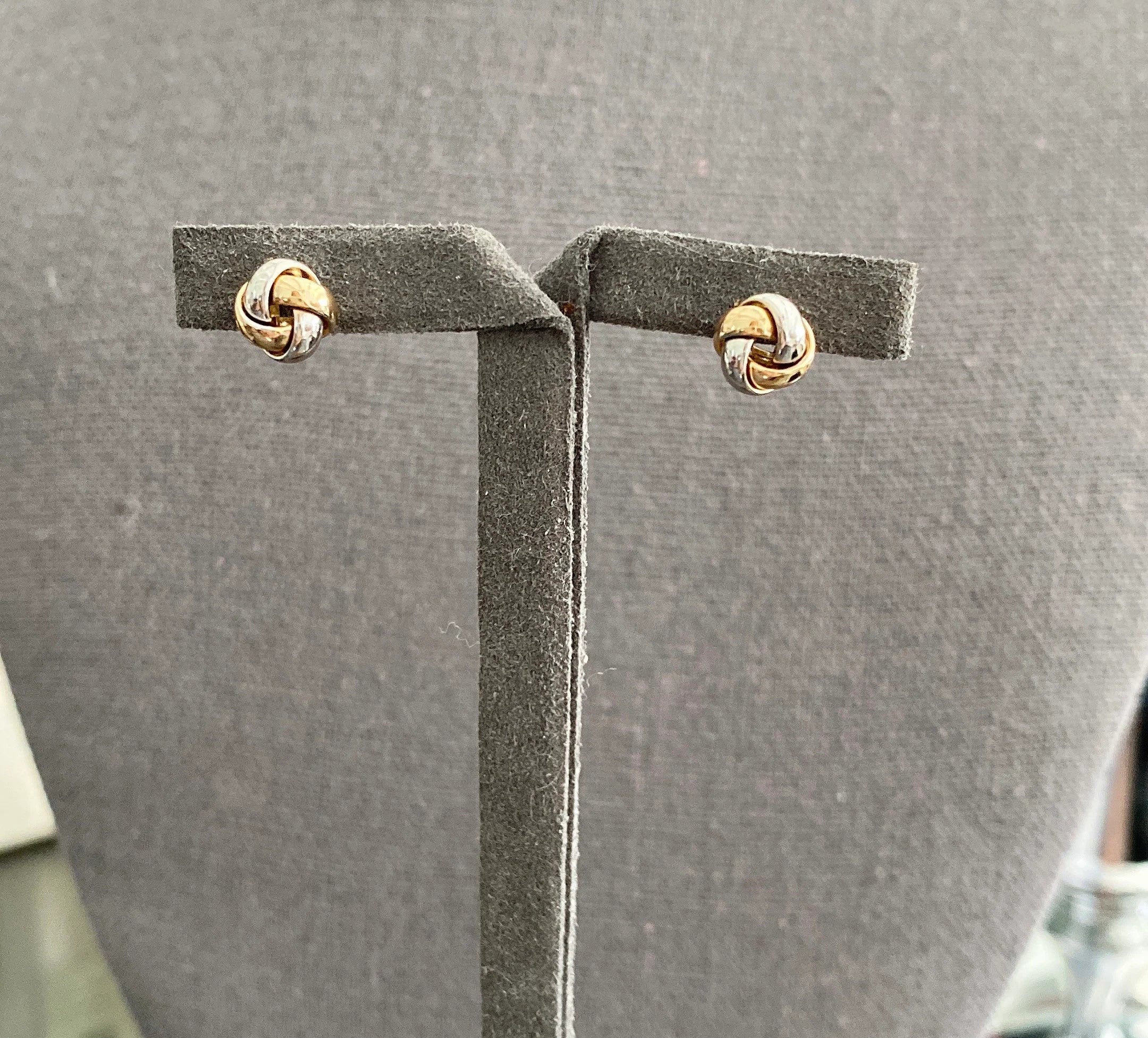 14k Two Tone Gold Knot Earrings