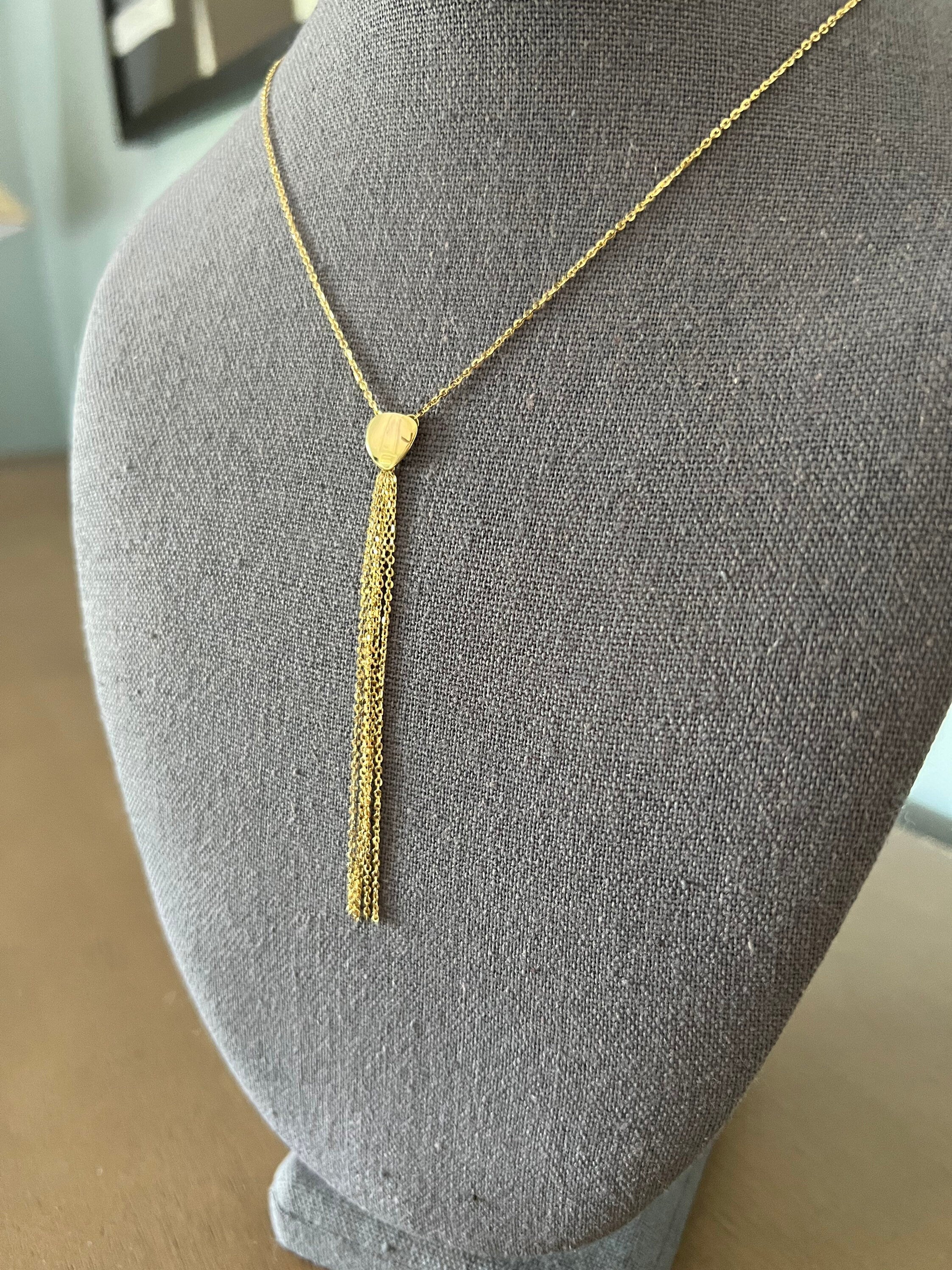 14k Yellow Gold Tassel Chain Necklace