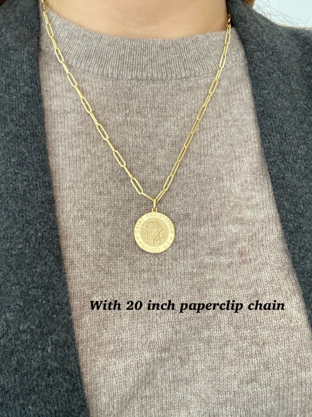 14k Yellow Gold Saint Christopher Round Medal Pendant