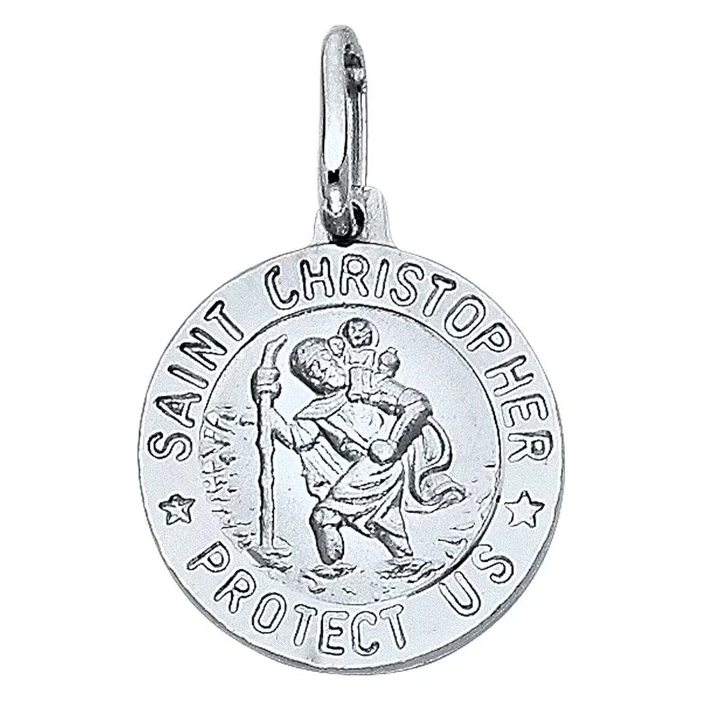 14K White Gold Saint Christopher Pendant