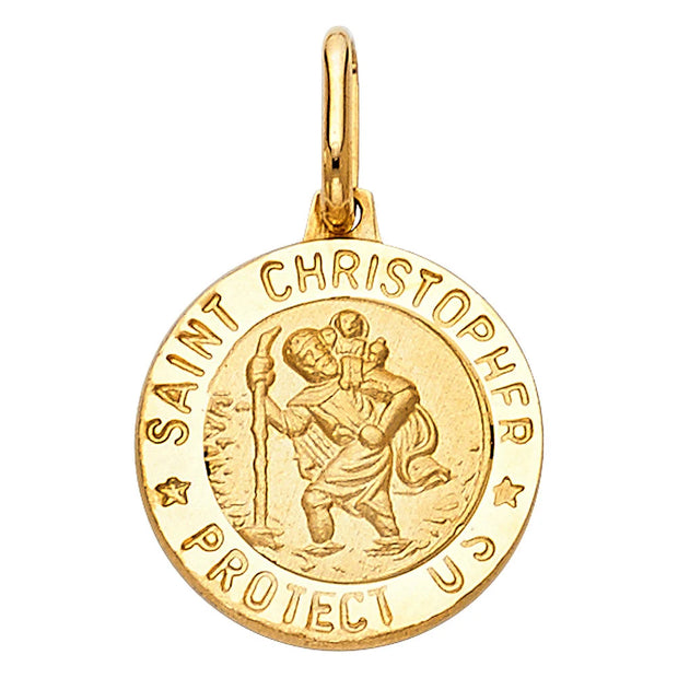 14K Yellow Gold Saint Christopher Pendant