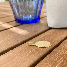 14K Yellow Gold St. Christopher Oval Medal Pendant