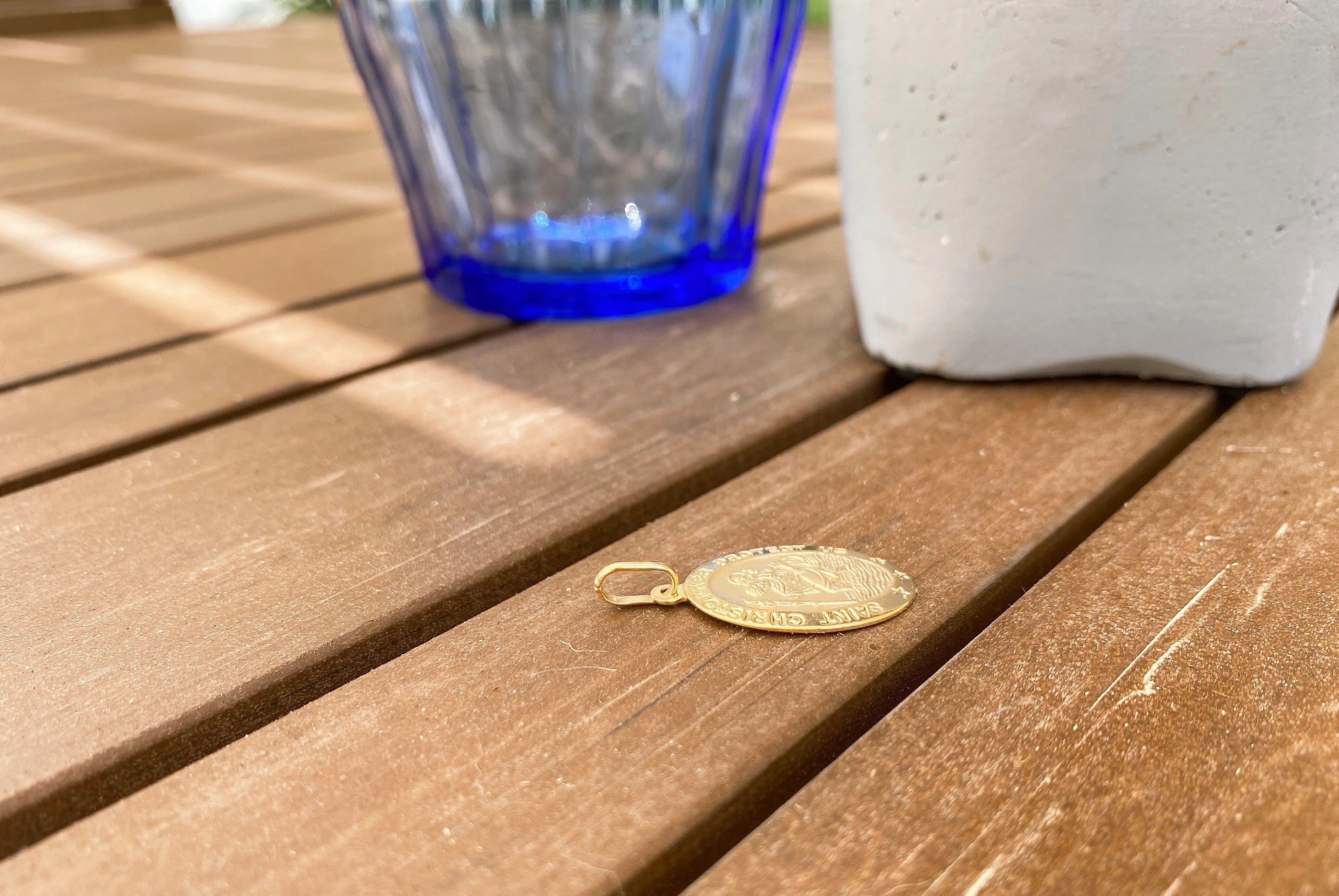 14K Yellow Gold St. Christopher Oval Medal Pendant