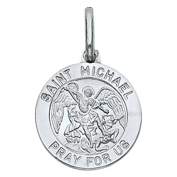 14K White Gold Saint Michael Pendant