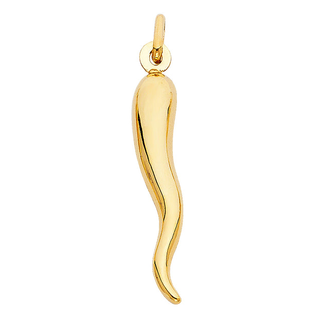 14k Yellow Gold Large Cornicello Italian Horn Pendant