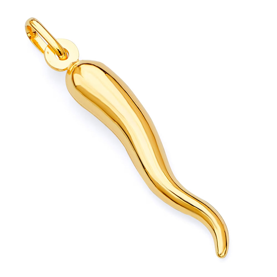 14k Yellow Gold Large Cornicello Italian Horn Pendant