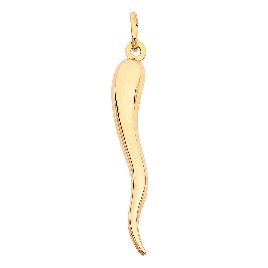 14k Yellow Gold Extra Large Cornicello Italian Horn Pendant